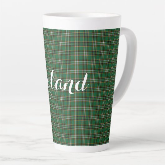 Irish National Tartan & Customizable Text Milchtasse (Rechte Ecke)