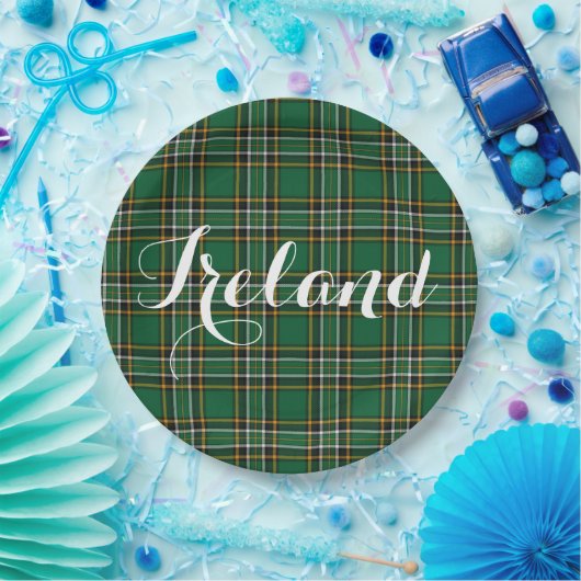 Irish National Tartan & Customizable Text Pappteller (Party)