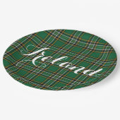Irish National Tartan & Customizable Text Pappteller (Schrägansicht)