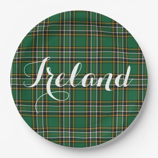 Irish National Tartan & Customizable Text Pappteller (Vorderseite)