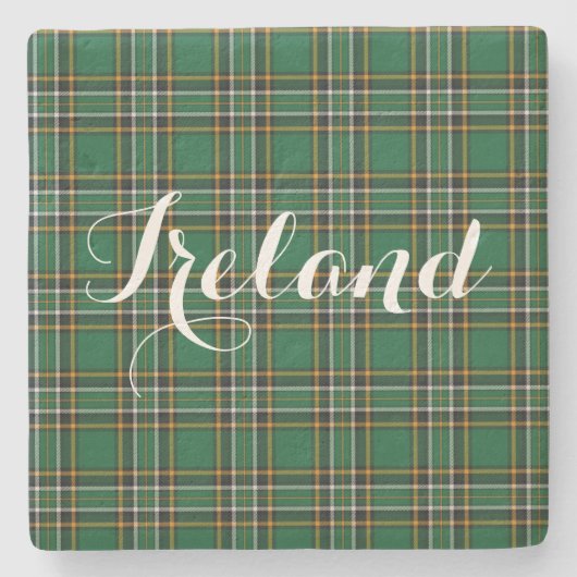 Irish National Tartan & Customizable Text Steinuntersetzer (Vorderseite)