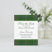 Irish National Tartan Wedding Save the Date Card (Stehend Vorderseite)