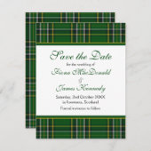 Irish National Tartan Wedding Save the Date Card (Vorne/Hinten)