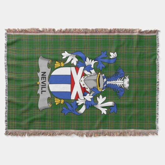 Irish Nevill oder Neville Coat of Arms Familienwap Decke (Vorderseite)