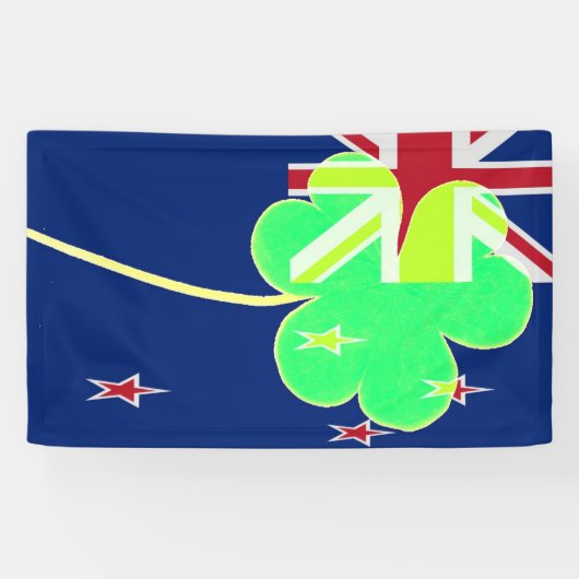 Irish New Zealand Flag Kleeblatt Clover St Patrick Banner (Horizontal)