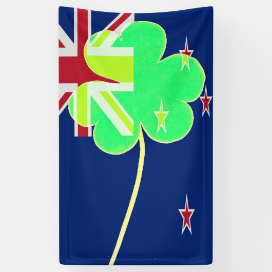 Irish New Zealand Flag Kleeblatt Clover St Patrick Banner (Vertikal)