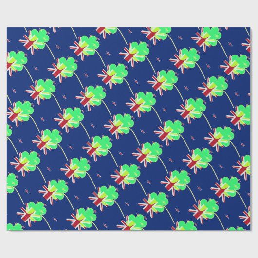 Irish New Zealand Flag Kleeblatt Clover St Patrick Geschenkpapier (Flach)