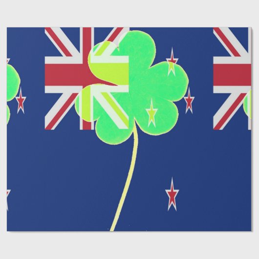 Irish New Zealand Flag Kleeblatt Clover St Patrick Geschenkpapier (Flach)