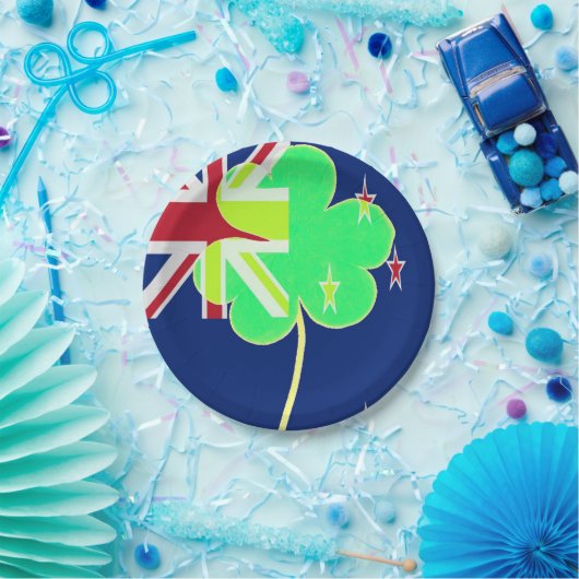 Irish New Zealand Flag Kleeblatt Clover St Patrick Pappteller (Party)