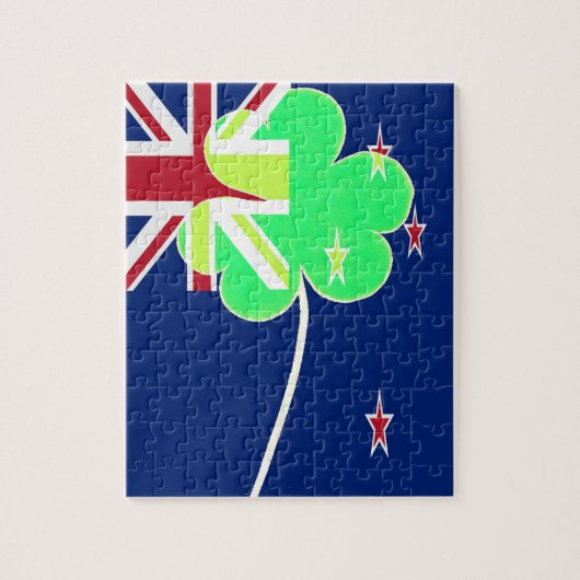 Irish New Zealand Flag Kleeblatt Clover St Patrick Puzzle (Vertikal)