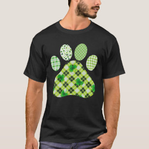 Irish Niedlich Dog Paw Print Clovers, St Patrick's T-Shirt