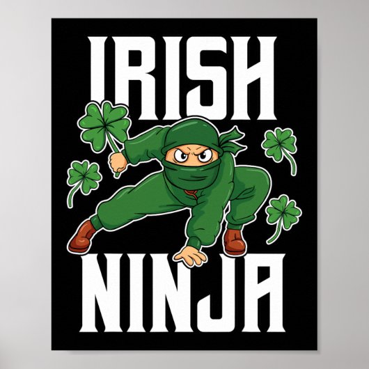 Irish Ninja Awesome St Patricks Day Paddys Glück I Poster (Vorne)