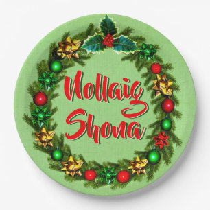 Irish Nollaig Shona Frory Christmas 9" Pappteller