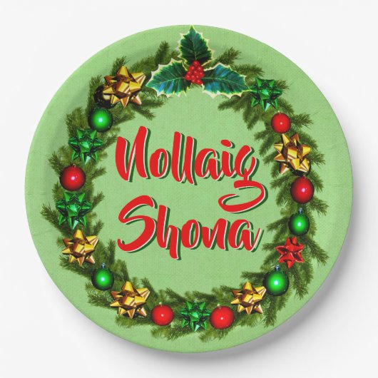 Irish Nollaig Shona Frory Christmas 9" Pappteller (Vorderseite)