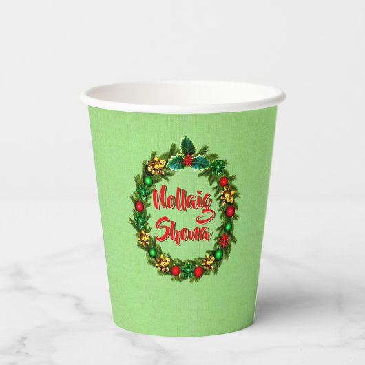 Irish Nollaig Shona Frory Christmas Pappbecher (Rückseite)