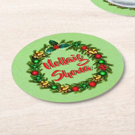 Irish Nollaig Shona Frory Christmas Runder Pappuntersetzer (Angewinkelt)