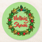 Irish Nollaig Shona Frory Christmas Runder Pappuntersetzer (Vorderseite)