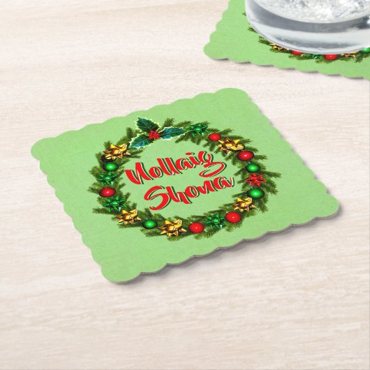 Irish Nollaig Shona Frory Christmas Untersetzer (angewinkelt)