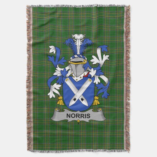 Irish Norris Coat of Arms Familienwappen Irland Decke (Vorderseite Vertikal)