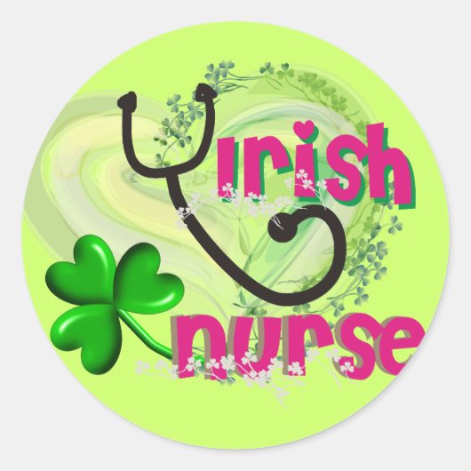 Irish Nurse Künstlerisch Heart Gifts Runder Aufkleber (Vorderseite)
