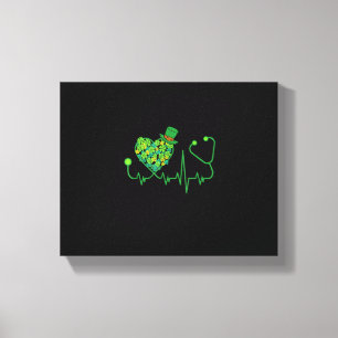 Irish Nurse St Patricks Day T-Shirt Stethoscope &  Leinwanddruck
