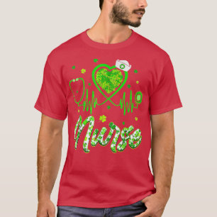 Irish Nurse Stethoscope Heartbeat St Patricks Day T-Shirt