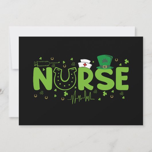 Irish Nurse Stethoscope Scrub Patricks Day Nurses Einladung (Vorderseite)