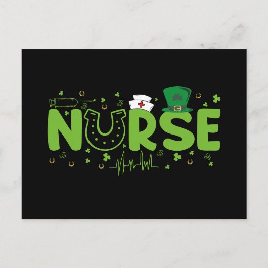 Irish Nurse Stethoscope Scrub Patricks Day Nurses Postkarte (Vorderseite)