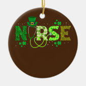 Irish Nurse Stethoscope Scrub St Patricks Day Keramik Ornament (Vorne)