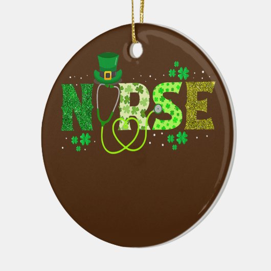 Irish Nurse Stethoscope Scrub St Patricks Day Keramik Ornament (Links)
