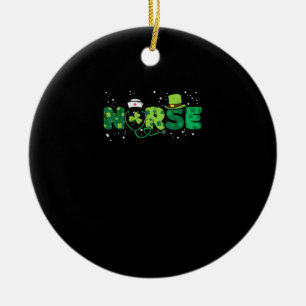 Irish Nurse Stethoscope Scrub St Patricks Day Nurs Keramik Ornament