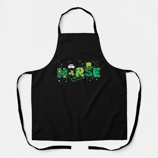 Irish Nurse Stethoscope Scrub St Patricks Day Nurs Schürze (Vorderseite)