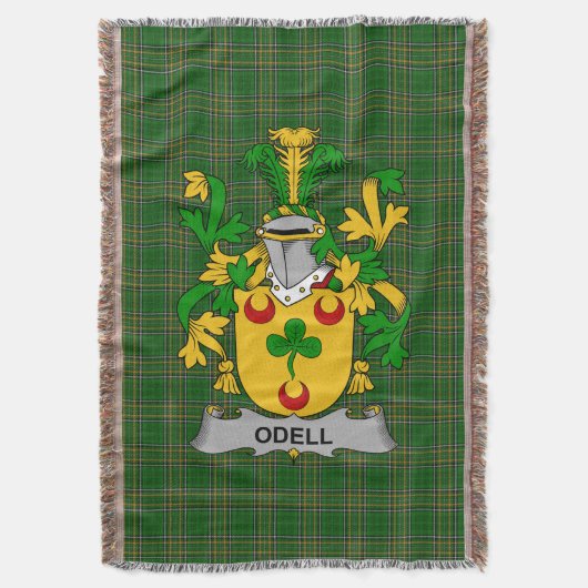 Irish Odell Coat of Arms Familienwappen Irland Decke (Vorderseite Vertikal)