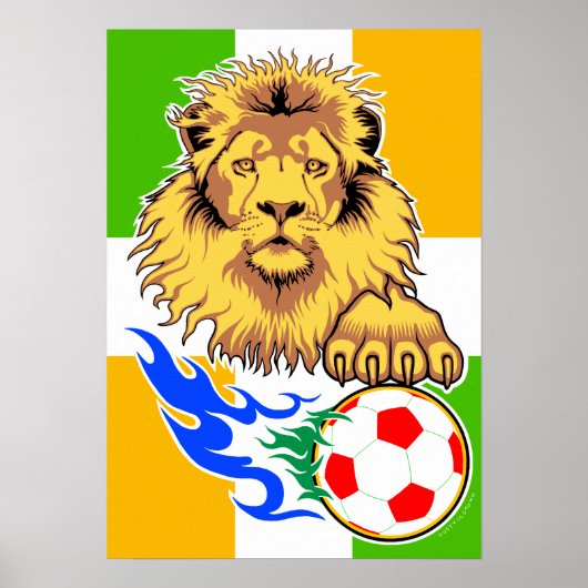 Irish oder Côte d'Ivoire Soccer Lion Poster (Vorne)