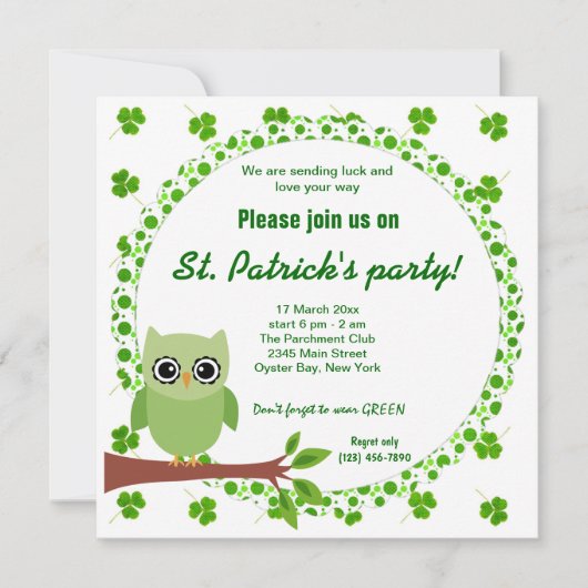 Irish Owl Einladung (Vorderseite)