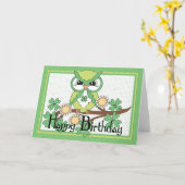 Irish Owl Happy Birthday Grußkarte Karte (Gelbe Blume)