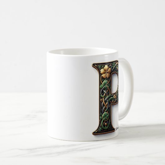 Irish P Monogram Coffee Mug Kaffeetasse (VorderseiteRechts)