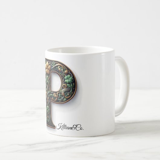 Irish P Monogram Coffee Mug Kaffeetasse (VorderseiteRechts)