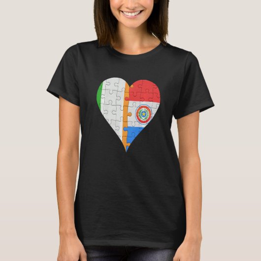 Irish Paraguayan Flag Herz T-Shirt (Vorderseite)