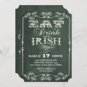 Irish Party Eat Drinks und sein Irish Chalkboard Einladung (Vorne/Hinten)
