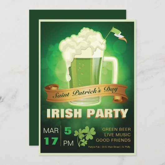 Irish Party Einladung (Vorne/Hinten)