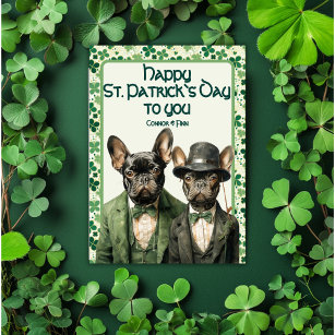 Irish Paws: Frenchie Duo St. Patrick's Feiertagskarte