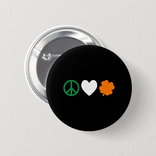 Irish Peace Liebe & Kleeblatts Button (Vorne & Hinten)