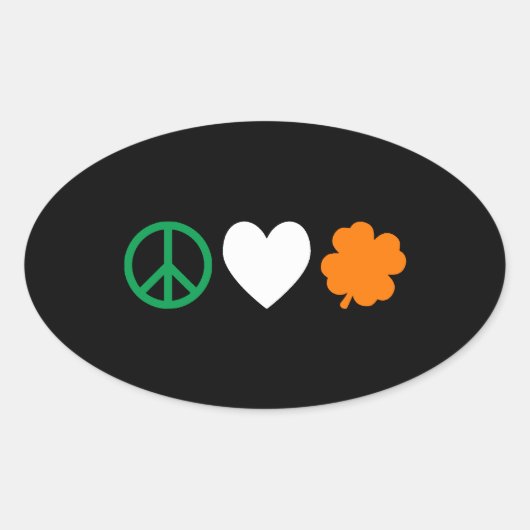 Irish Peace Liebe & Kleeblatts Ovaler Aufkleber (Vorderseite)