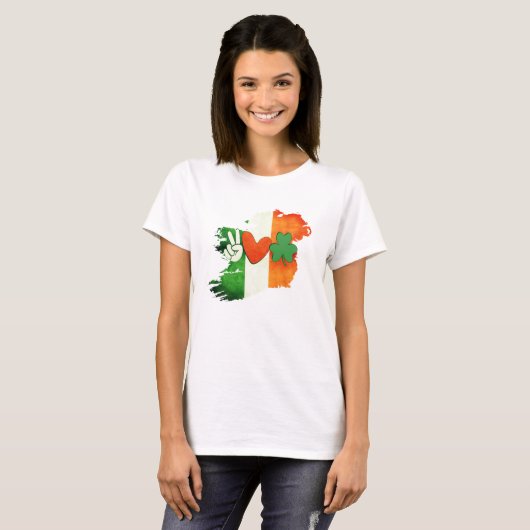 Irish Peace Liebe T-Shirt, Retro St Patricks T-Shirt (Vorne ganz)