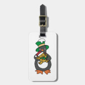 Irish Penguin Holding Christmas Teddy Bear Gepäckanhänger (Vorderseite vertikal)