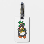 Irish Penguin Holding Christmas Teddy Bear Gepäckanhänger (Rückseite vertikal)