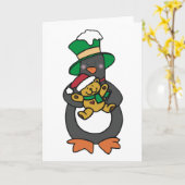 Irish Penguin Holding Christmas Teddy Bear Karte (Gelbe Blume)