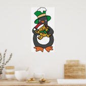 Irish Penguin Holding Christmas Teddy Bear Poster (Küche)