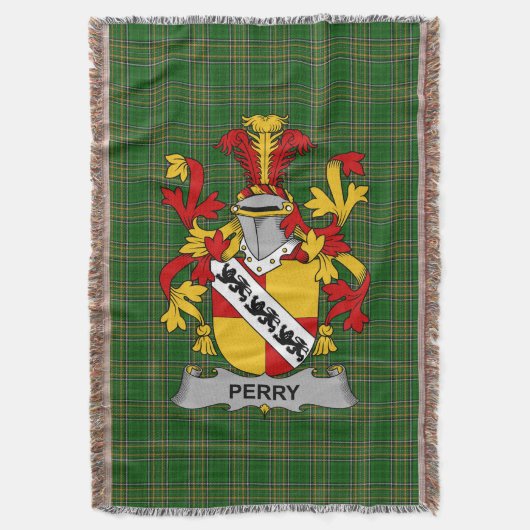 Irish Perry Coat of Arms Familienwappen Irland Decke (Vorderseite Vertikal)